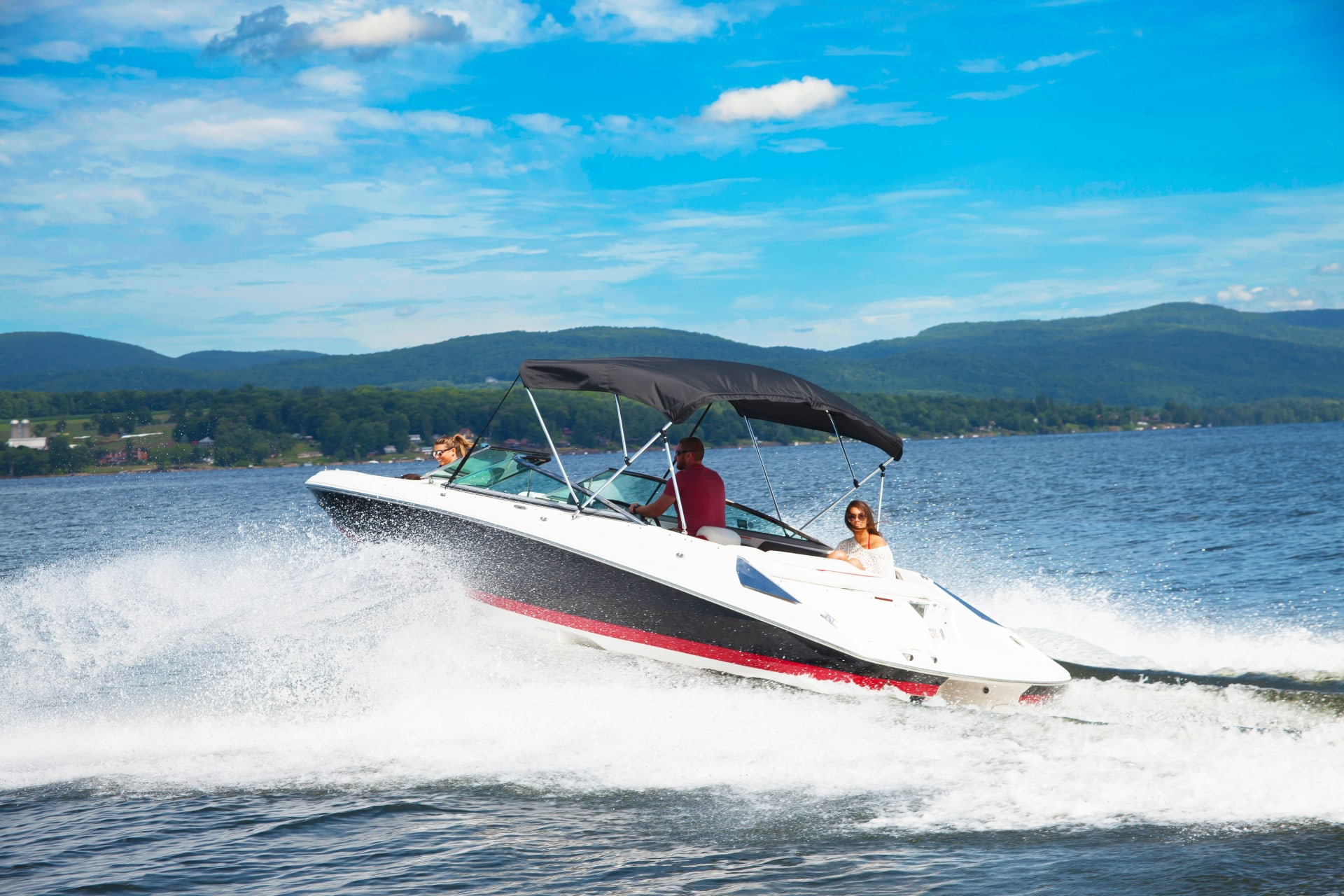 Bayliner Boat Making Wake Ocean Water Waves